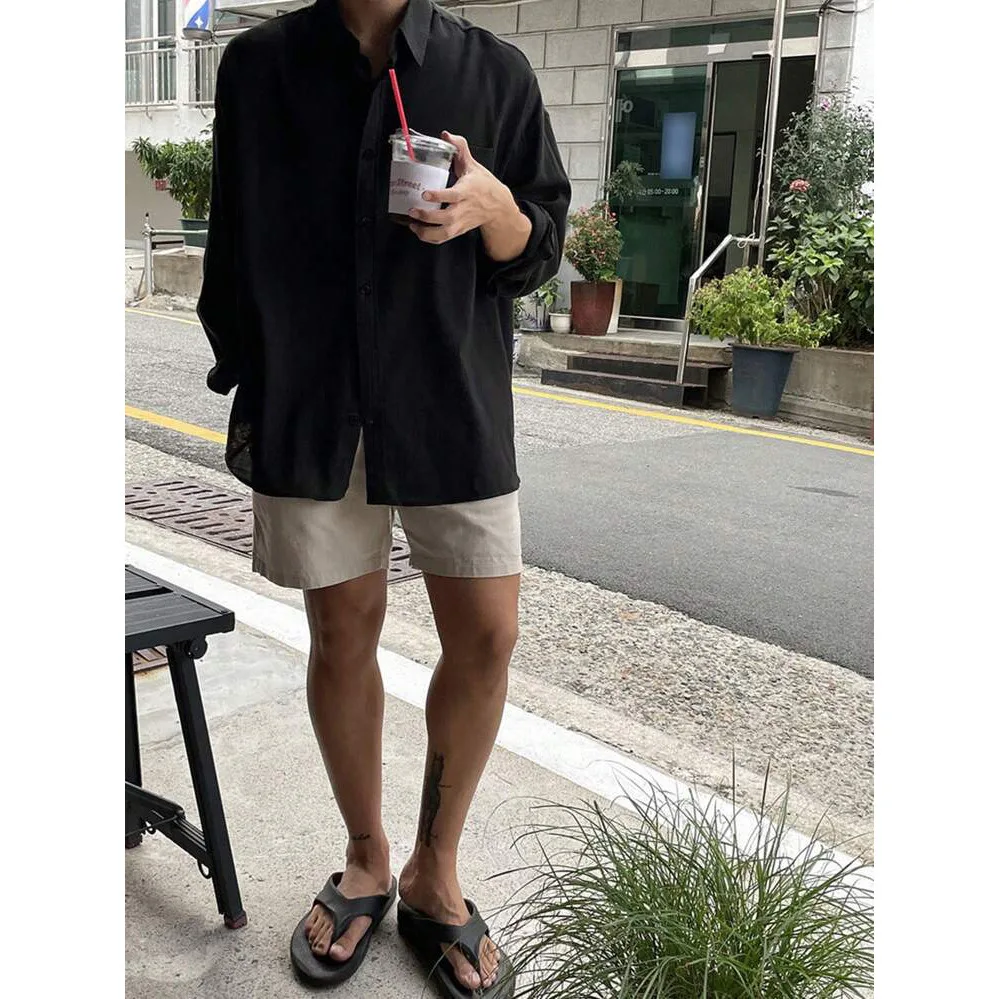 

Мужская рубашка большого размера унисекс, пальто с длинным рукавом, повседневная свободная посадка, модная солнцезащитная одежда в японском корейском стиле