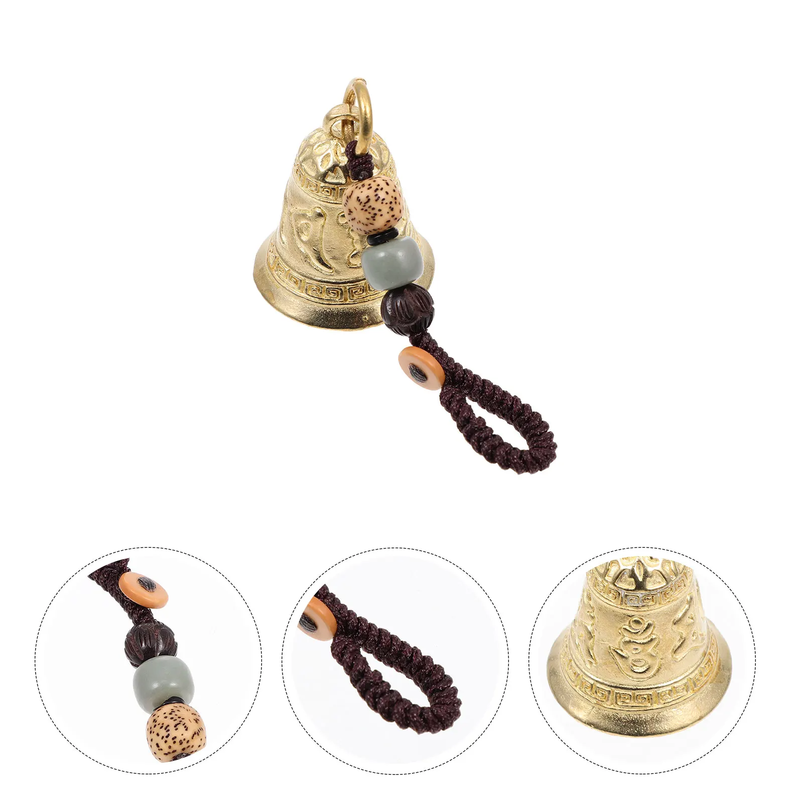 

Vintage Brass Bell Keychain 6 Charms Retro DIY Decor Pendant Unique Handmade Bag Charm nament Mini Craft Accessory