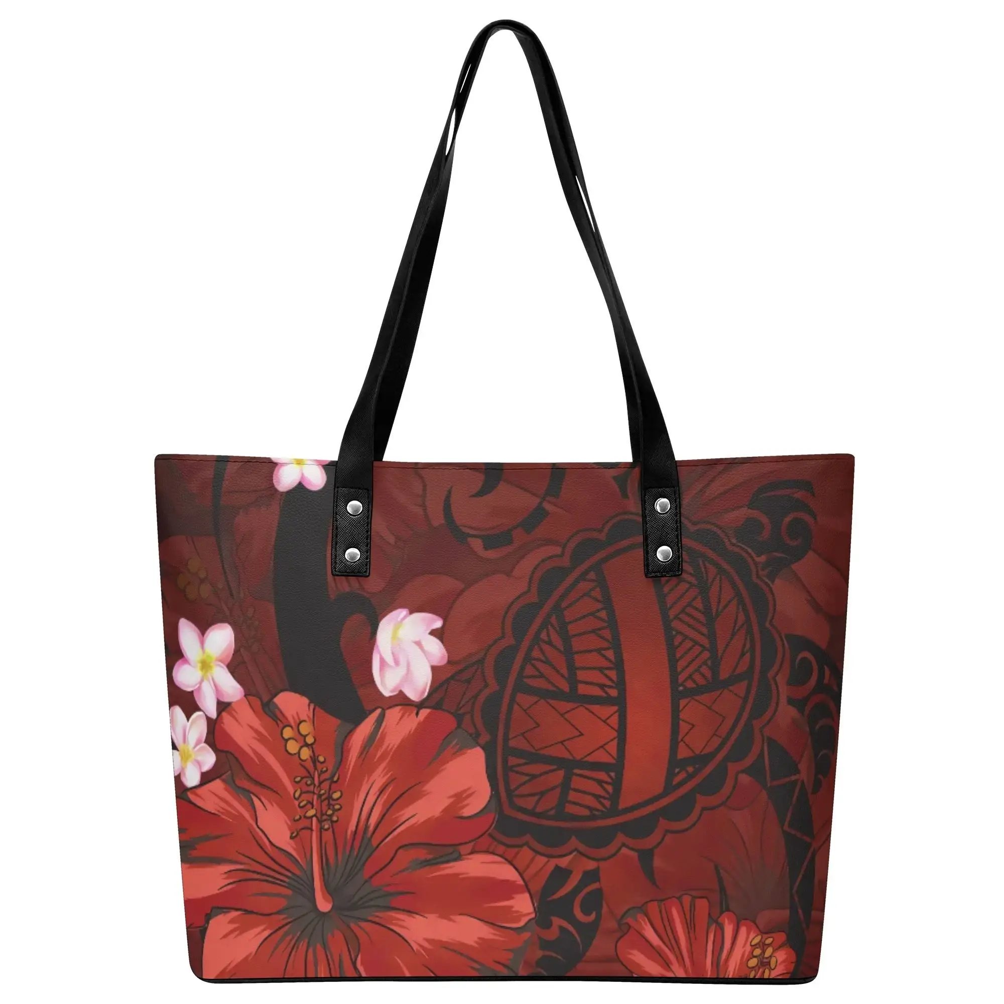 

Samoa Tote Polynesian Large Capacity Shoulder Bag Custom Tote Pattern Hibiscus Flower Design Hawaiian Turtle Women'S Bag