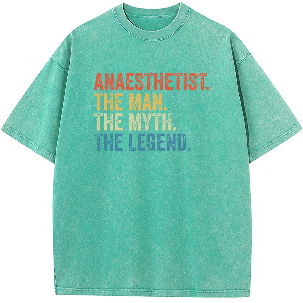 Camiseta de Anaesthetist The Man The Myth The Legend, camiseta esencial de anestesia, 230g, algodón, cuello redondo, Retro, vintage, lavada