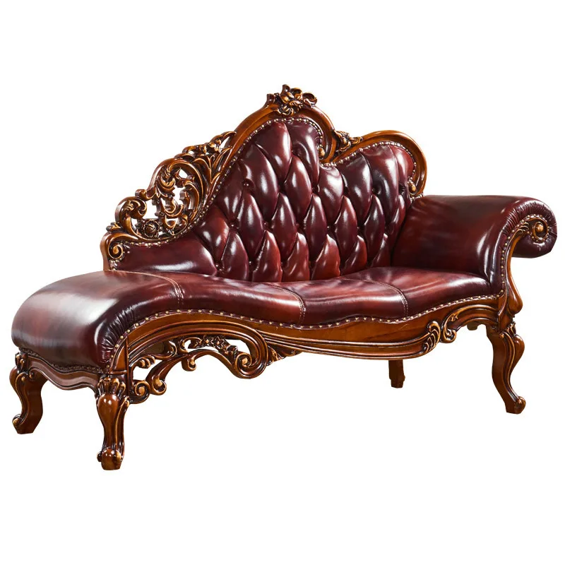 Customizable sofa direct sales European concubine chair solid wood carving flower French concubine chair living room sofa chair