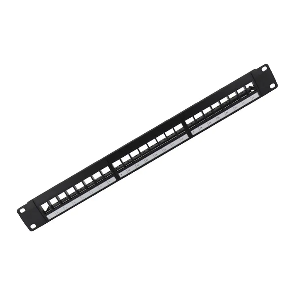 Network Patch Panel 19 Inch 24-Port Unshielded Horizontal Rackmount High Durability Heat Resistant Anti-Rust Network Accessory