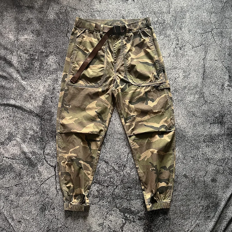 

Легкие дышащие повседневные мужские камуфляжные брюки на весну-лето с эластичным поясом, свободного кроя, спортивные рабочие брюки