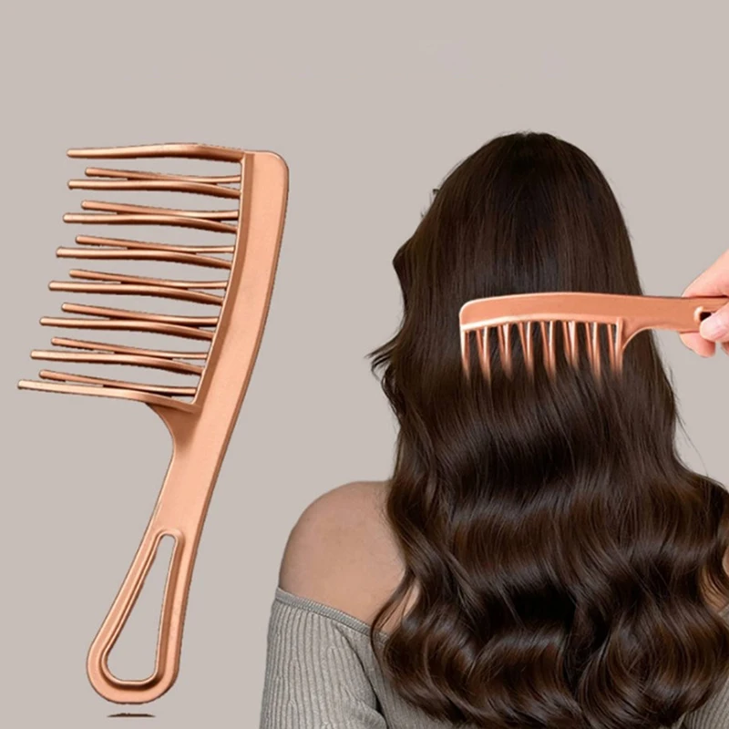 1Pc Double Row Big Tooth Comb Wide Tooth Ladies Special Perm Curly Plastic Large Fluffy Long Hair Styling Comb Salon.！..