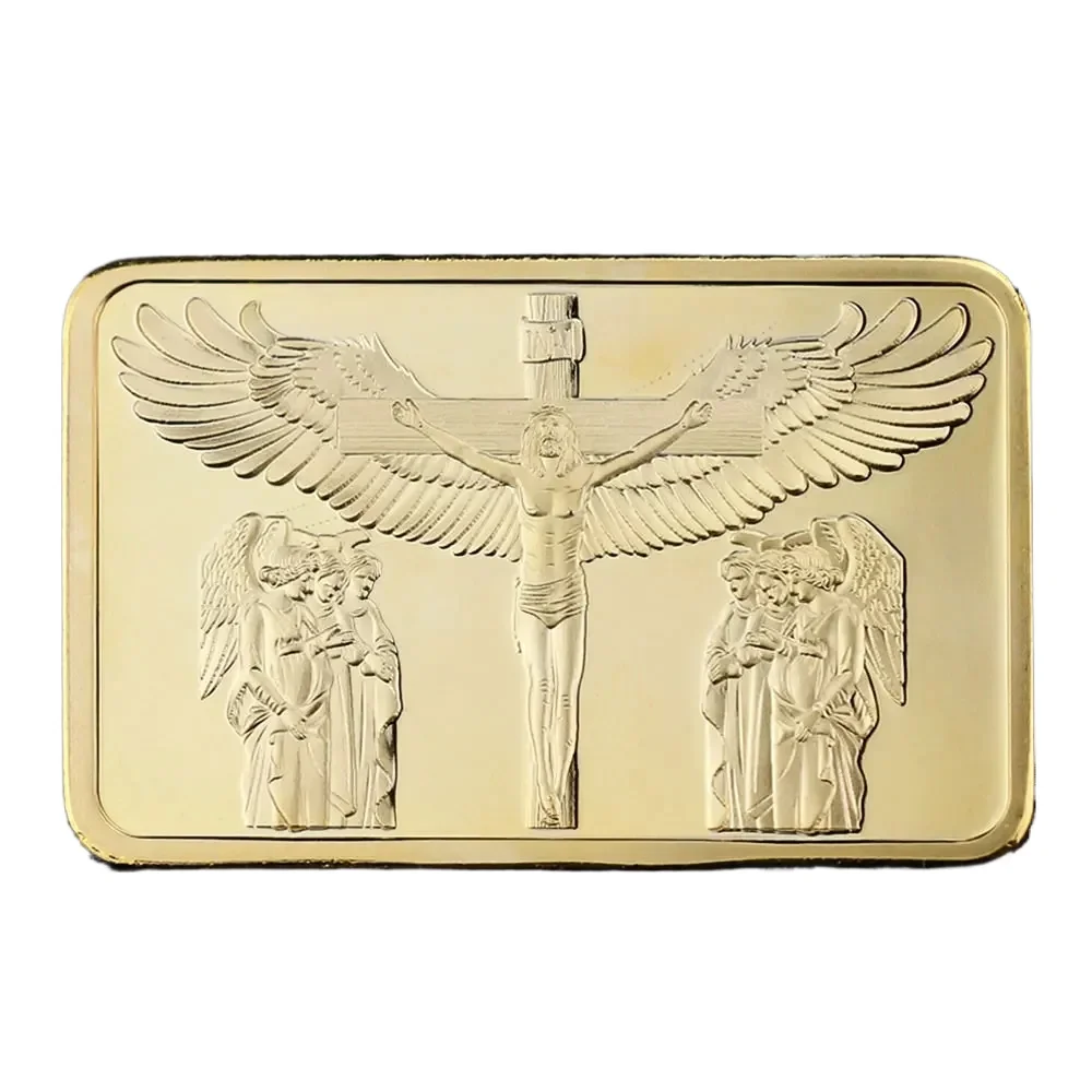 Jesus Gold Plated Souvenir Bar Coins Madonna Christianity Stations of The Cross Commemorative Coin Collectible Gift