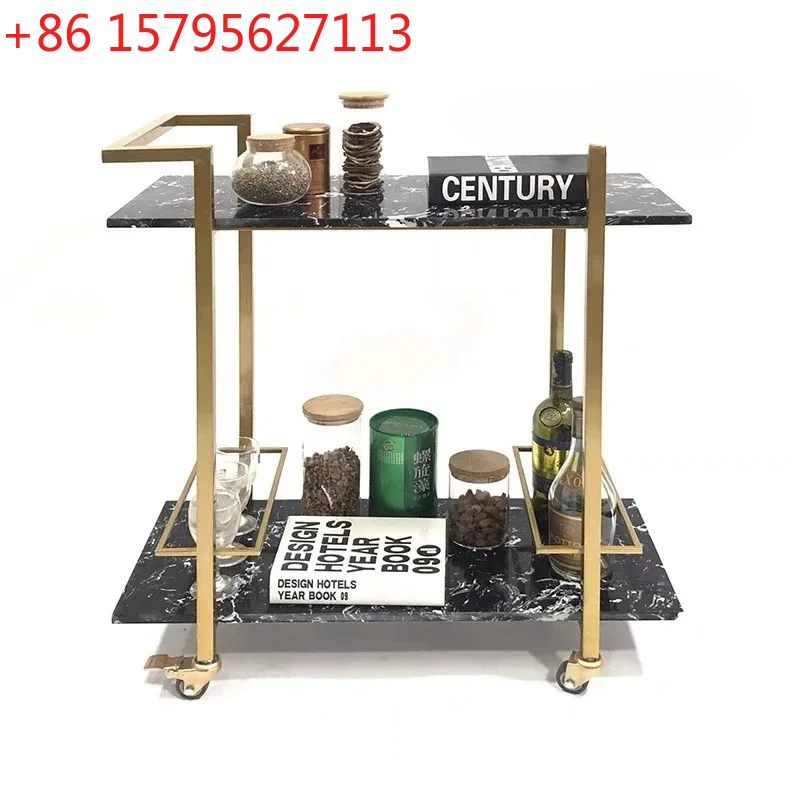 

Double-layer multifunctional household trolley Commercial hotel restaurant Stainless steel mobile dining cart Fashion