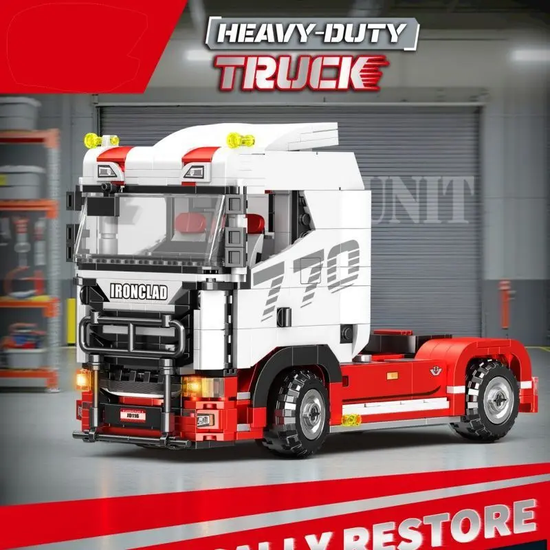 

European Truck Head Building Blocks Engineering Series Truck Semi-trailer Tractor Unit Educational Assembly Toy Kid Holiday Gift