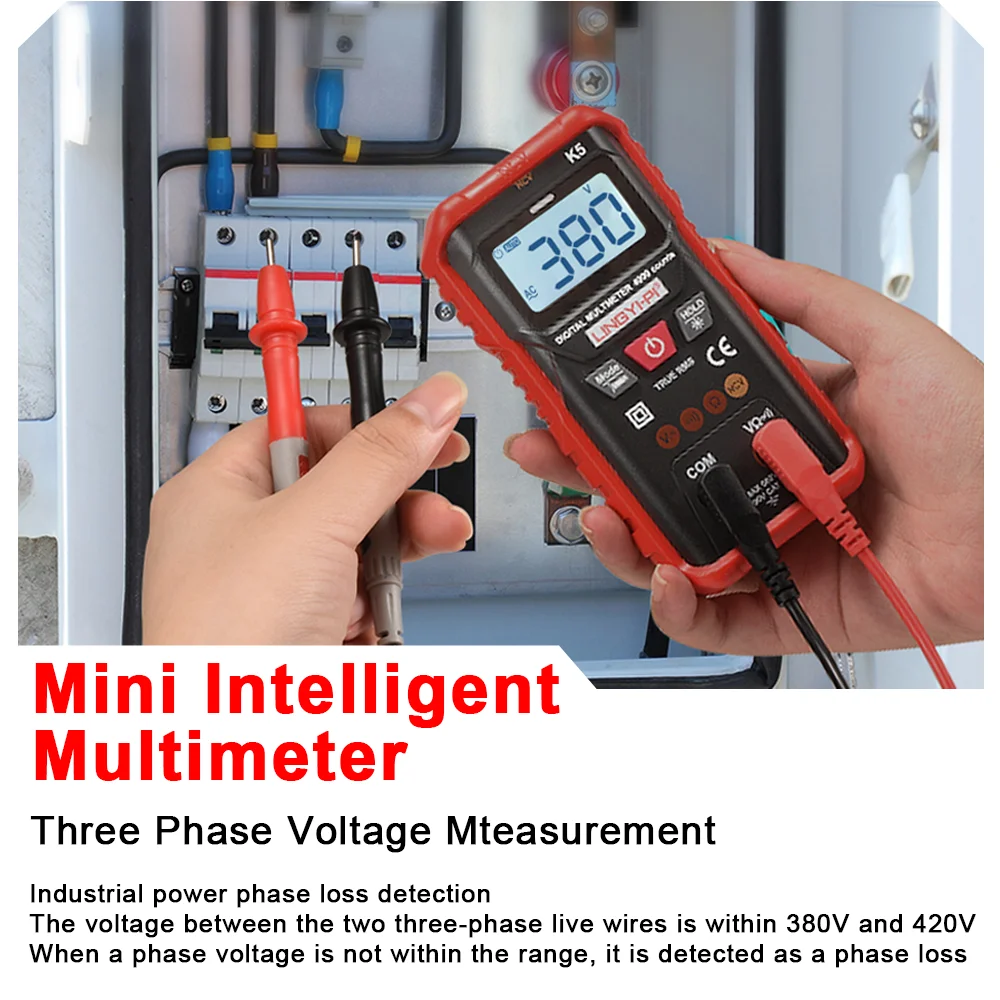 Anti-burning smart multimeter, electrician's full-intelligence professional-grade pocket multimeter, continuity buzzer, electric