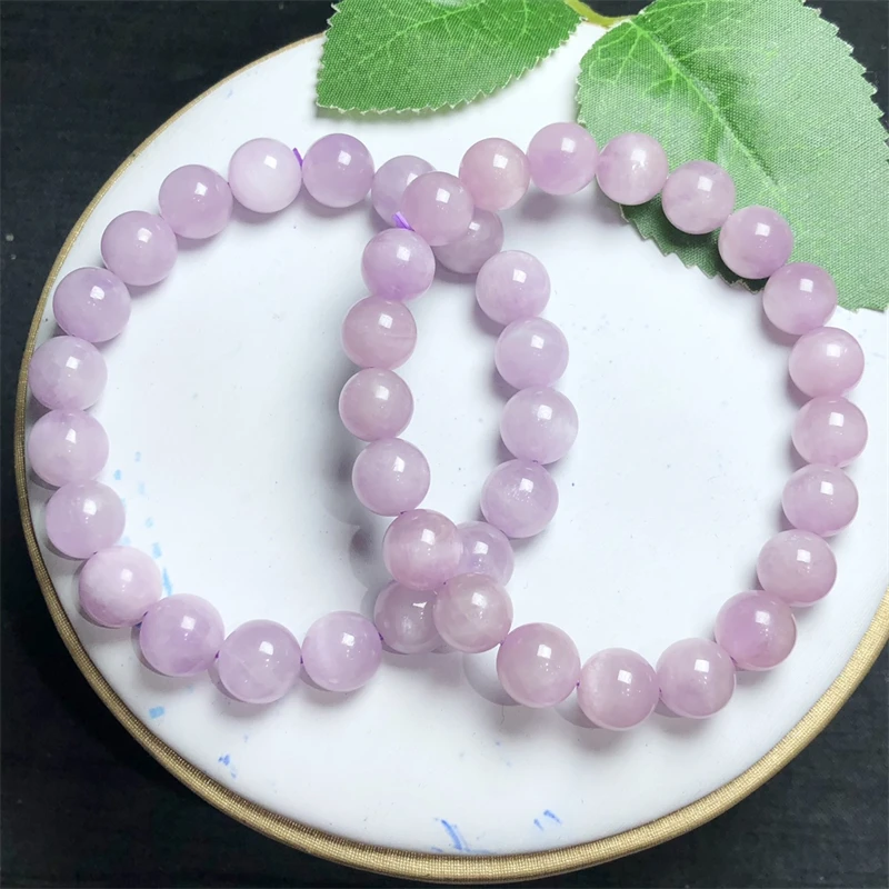 Natural Kunzite Bracelet Handmade Women Healing Gemstone Crystal Strand Bangles Lovers Girlfriend 1PCS 8/9/11/12MM