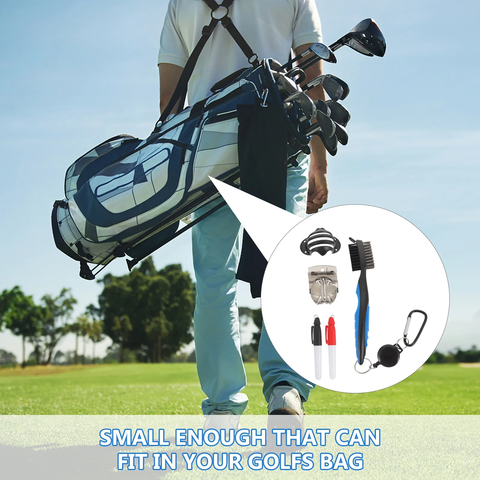 1Set Golf Line Marker Kit Professioneel balmarkeringsgereedschap met borstel voor netjes tekenen Draagbaar klein formaat Past in golftas