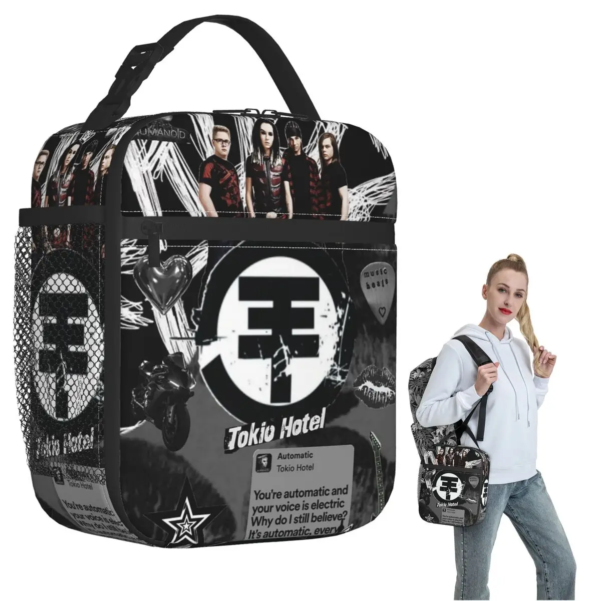 Tokio Hotel Insulated Lunch Bag for Women Children Portable Food Boxes Thermal Lunch Box Tote