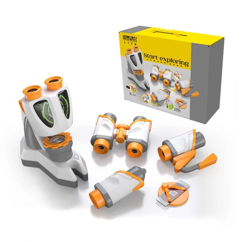 

Portable Microscope Telescope Set High-definition Kid's Physics Observation Mirror Scientific Teaching Aids for Kids 5-10 Years