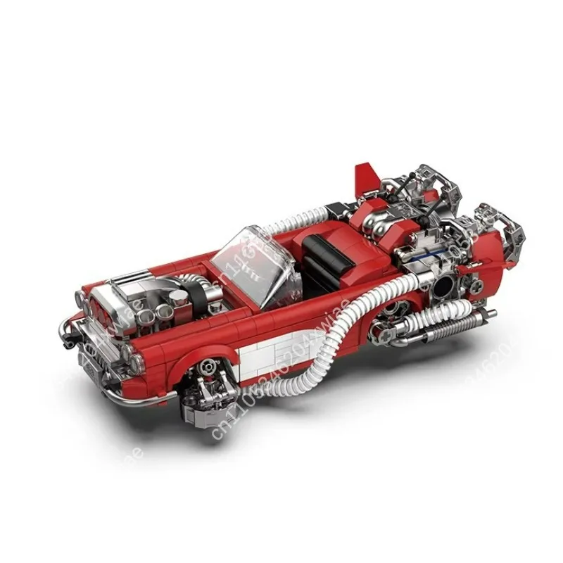 Bloques de Construcción del Coche de la Película Regreso al Futuro, Kit de Modelo de Coche Deportivo DeLorean Rojo con 3 Transformaciones, Juguete de Ensamblaje para Niños y Adultos