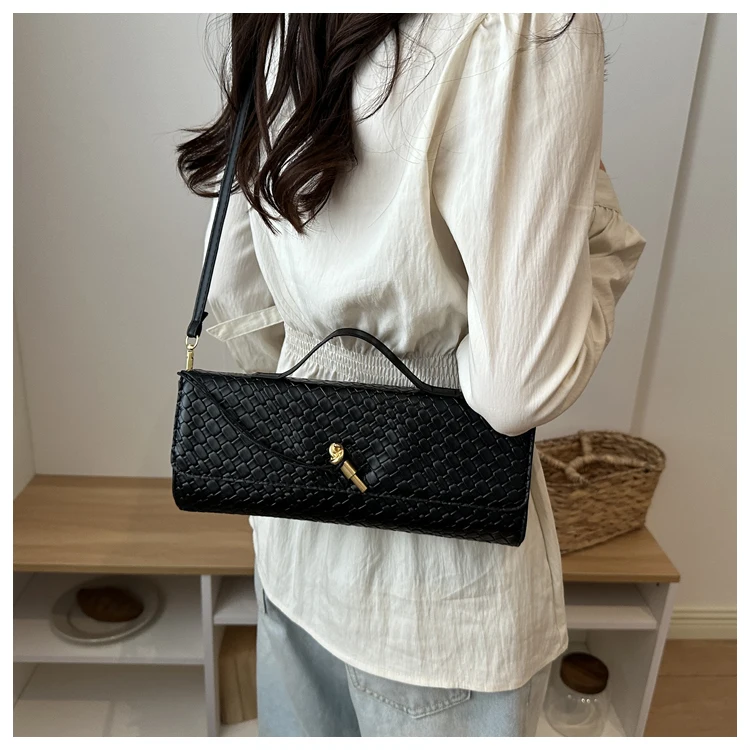 Bolso de Hombro Elegante con Textura Tejida, Estilo , Bolso de Mano para Cena, Bolso Cruzado para Mujer, Estilo Casua...