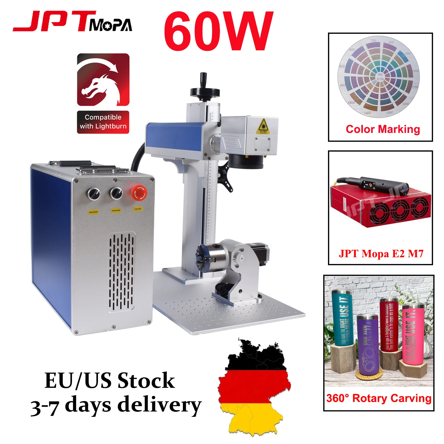 Fiber Laser Marking Machine Laser Engraver JPT Mopa 60W Raycus 30W Fiber Laser Cutting Engraving Jewelry Silver Gold All Metal