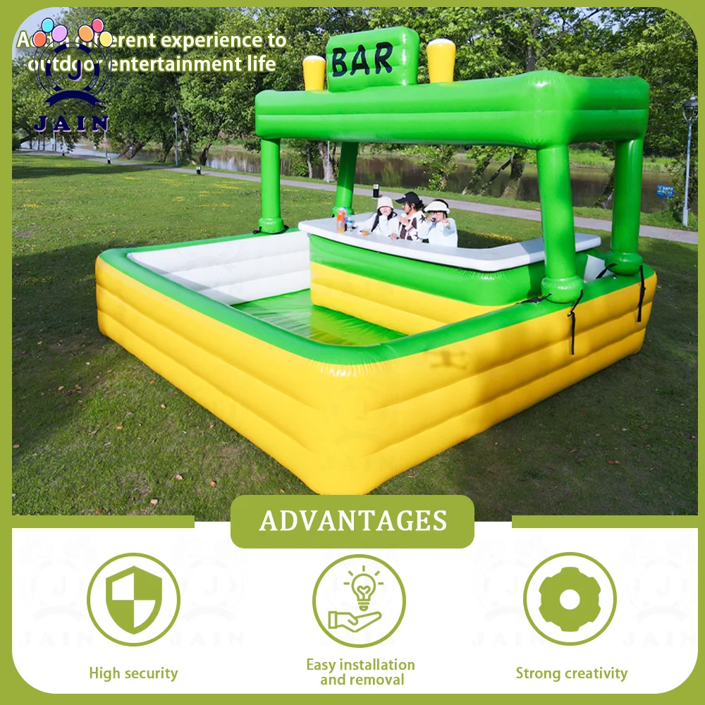 

Inflatable Playground Pool Bar Water Floating Bar Tent House Combo Swimming Pool Blow up Water Pool Bars For Outdoor Party