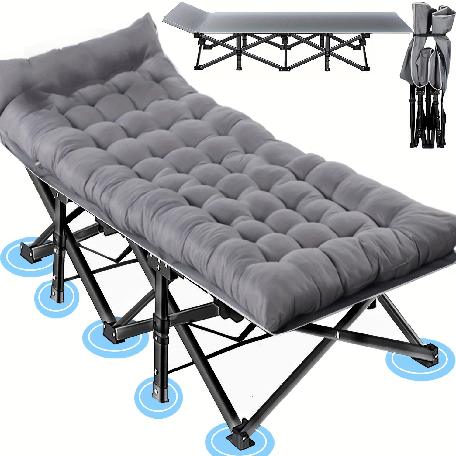 Outdoor Daybed Sofa - เตียงพับสำหรับตั้งแคมป์แบบพกพา รับน้ำหนักได้มาก พร้อมที่นอนถอดได้ - เตียงนอนสำหรับผู้ใหญ่ เหมาะสำหรับงีบหลับในออฟฟิศ