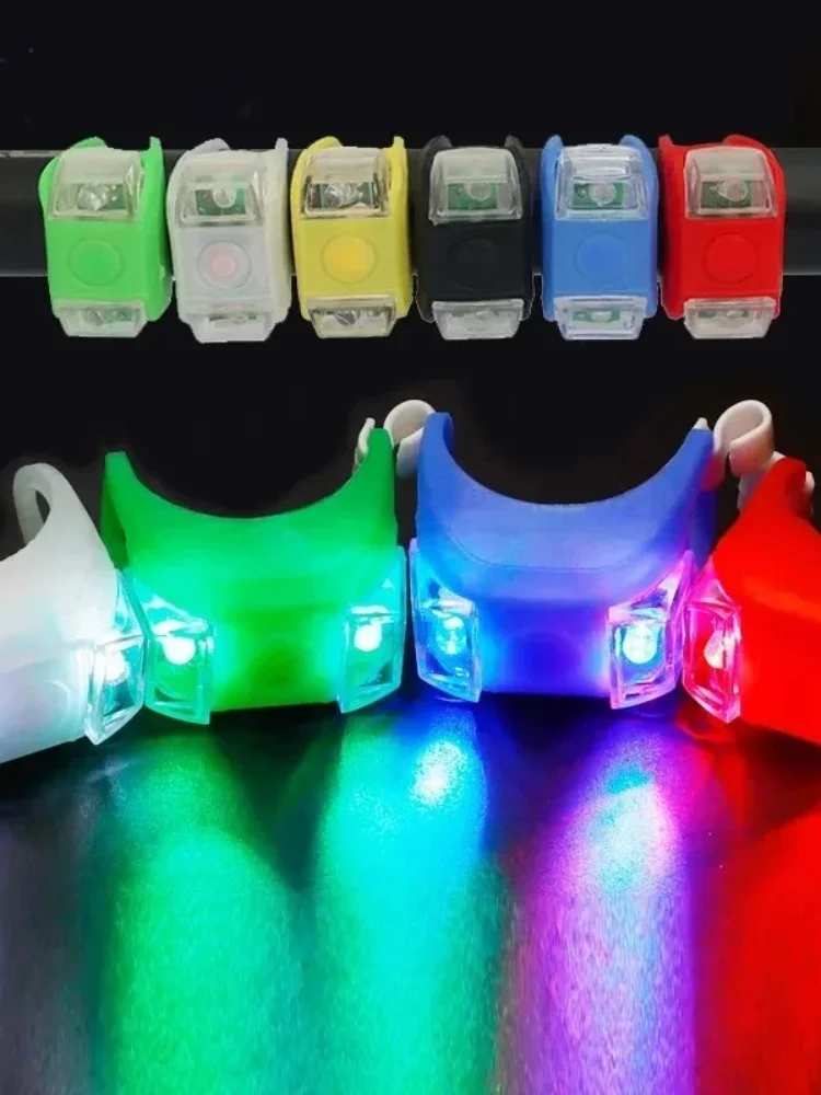 Feu de vélo en Silicone, feu arrière d'avertissement de sécurité nocturne, feu avant et arrière de vélo, phare de vélo, Flash de roue