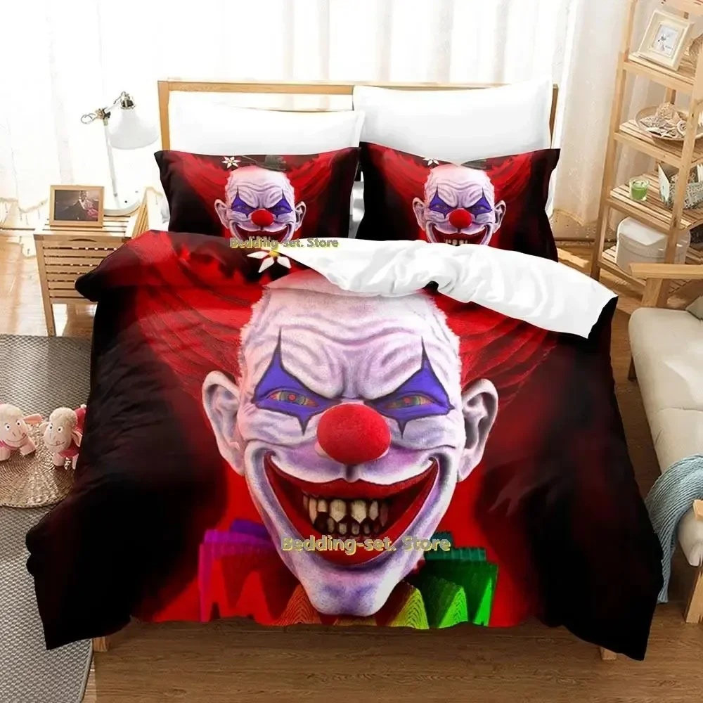 Dark Evil Clown Bedding Set Single Twin Full Queen King Size Bed Set Adult Kid Bedroom Duvetcover Sets Anime parure de lit Bed