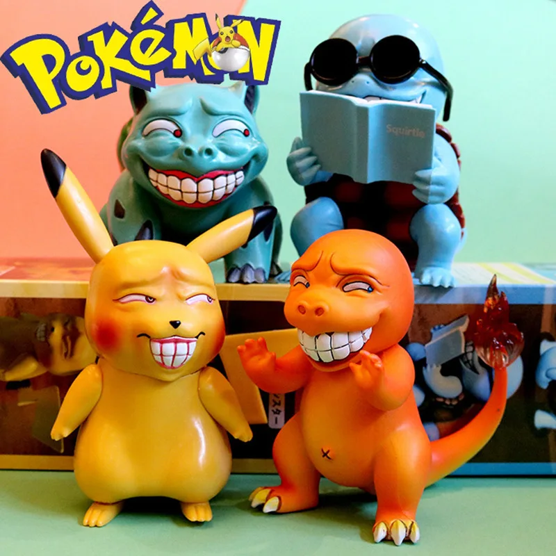 

HotSale PokemonGK Cute Fun Spoof Figure Pikachu Charmander Bulbasaur Squirtle Gengar Collectible Statue Desk Decor Gift AnimFans