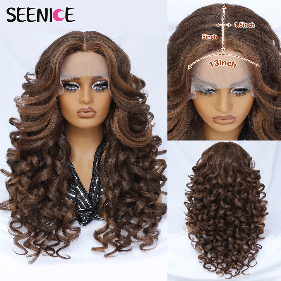 

Synthetic Latisha T-Part Lace Front Wig For Women Curl Wave Lace Wig With Baby Hair Pre Plucked Curly Highlight Wig Ombre Black