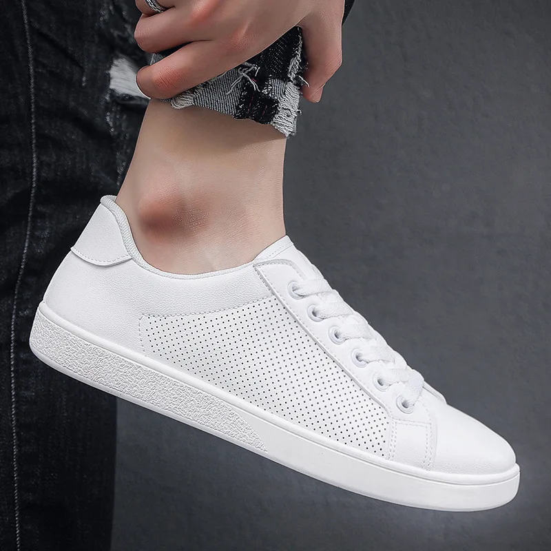 2023 Summer Autumn New Designer Shoes for Men Fashion Hallow Out Breathable Casual Sneakers Male PU Leather Zapatos De Hombre