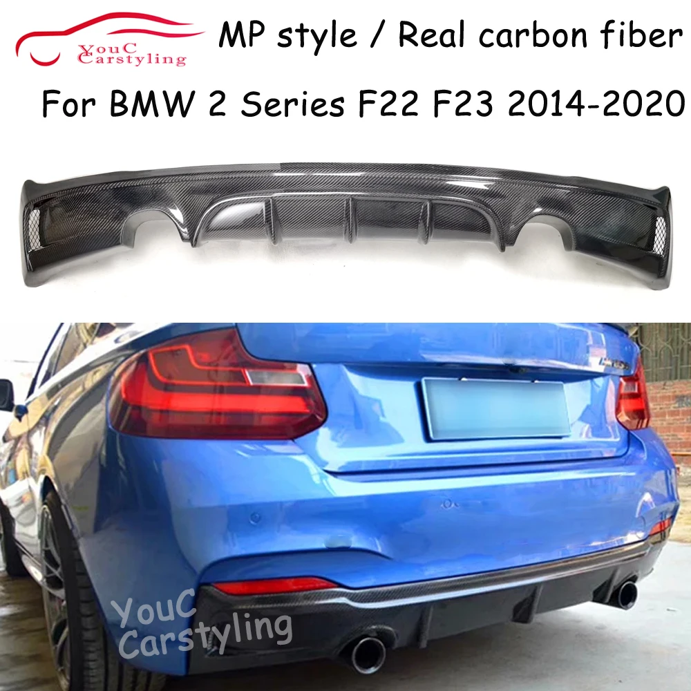 F22 MP Style Real Carbon Fiber Rear Bumper Diffuser Lip For BMW 2 Series F22 F23 2014-2020 M Sport 228i 230i M235i