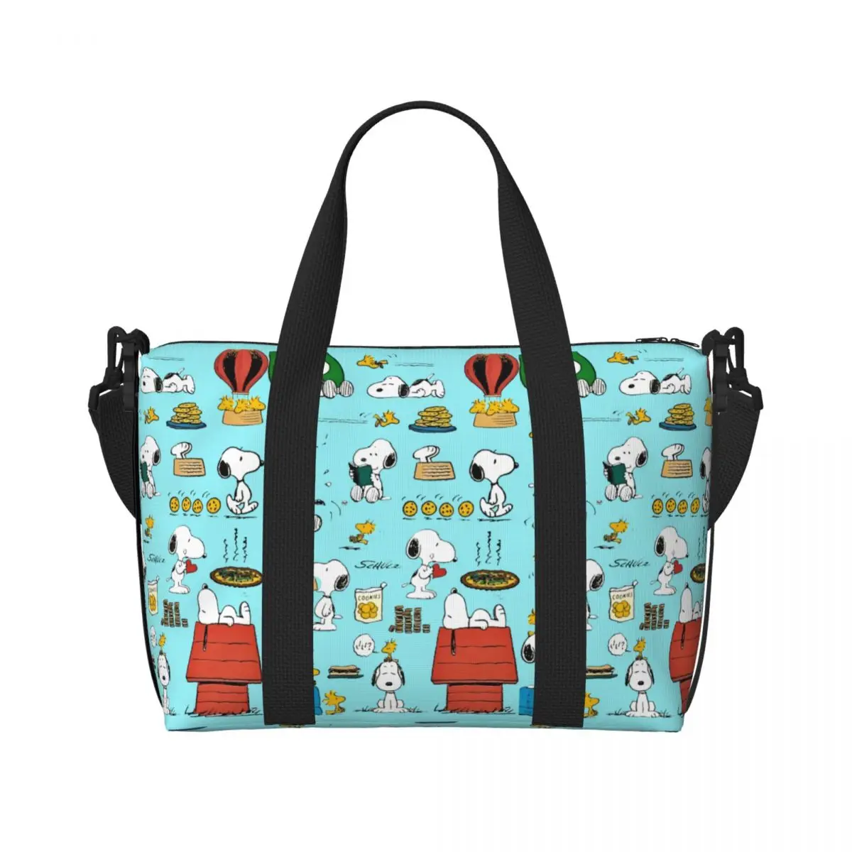 Custom Large S-Snoopys Woodstock Tote Bag for Women Charlie Brown Anime Shoulder Shopping Gym Beach Travel Bag