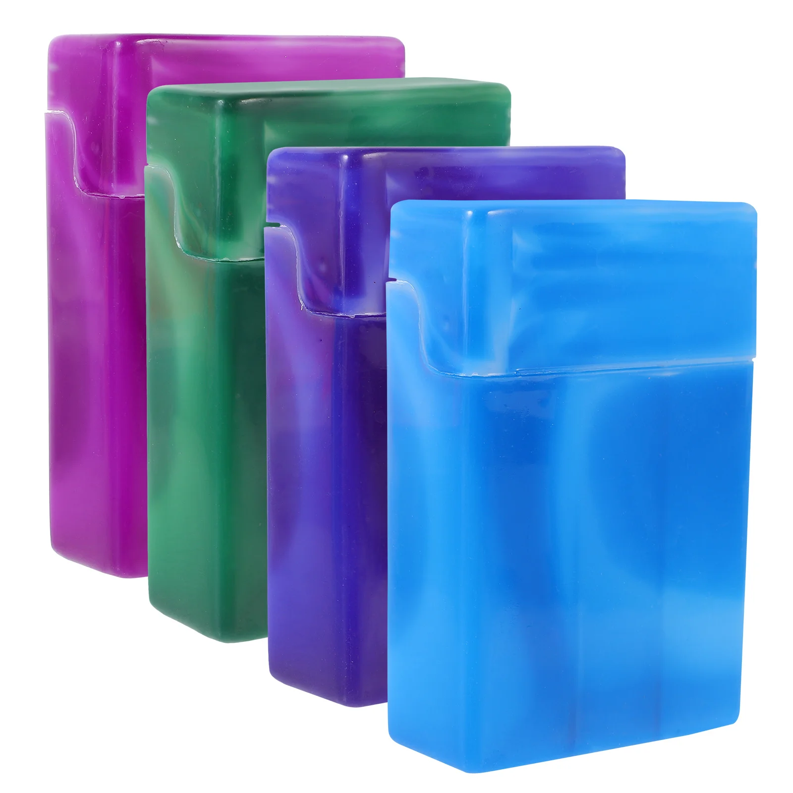 

4pcs Plastic Cigar Box Cigarette Organizer Portable Outdoor Flip Cover Pocket Size Lighter Compartment Cigarette Case