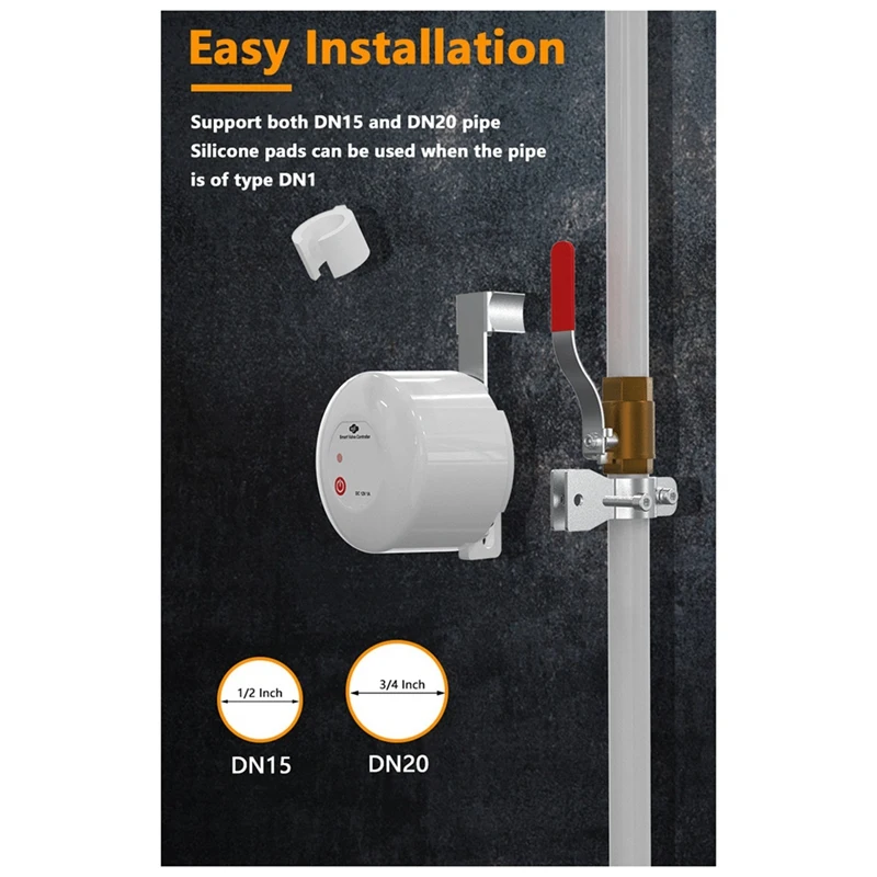 Tuya Smart Wifi Smart Valve Manipulator Gas Adjustable Water Valve Leak Controller Supports Alexa EU-Plug