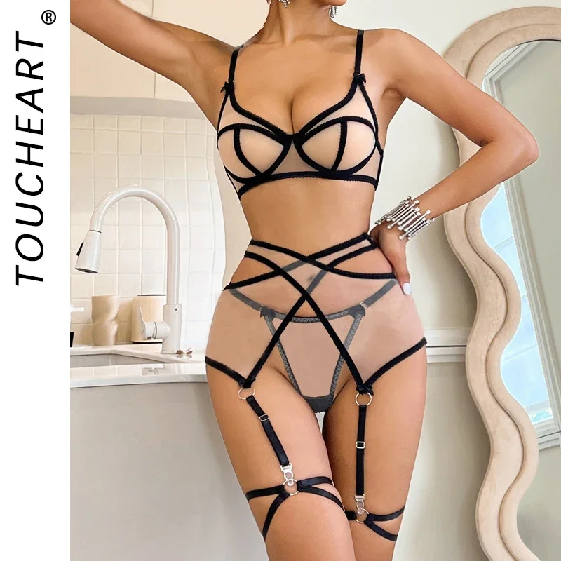 Sexy Women's Clothing Sets Sexual Woman Lingerie Set Women Garter Belt Sexy Female Underwear Sexiest Bra and Panties Sets Below