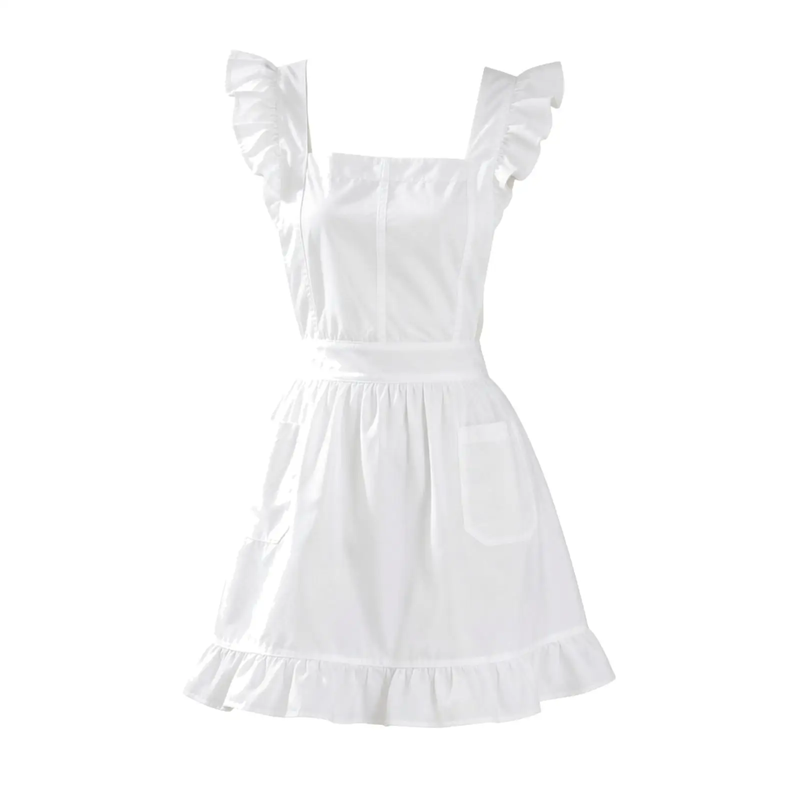 Ruffled Maid-Style Apron Feminine Apron with Gathered Skirt Stylish Versatile for Baking, Hosting