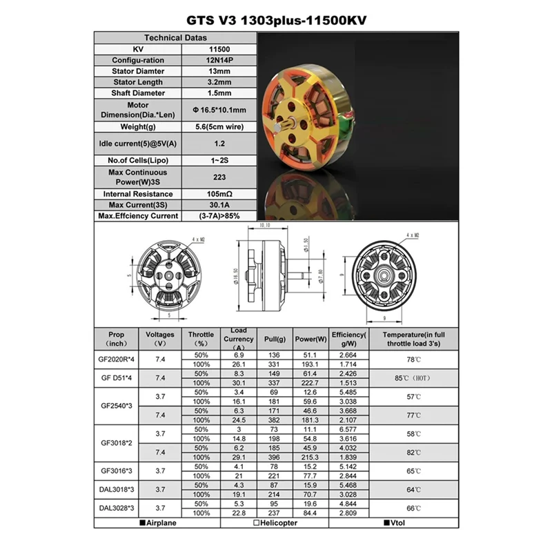 B68A V3 1303 Plus Brushless Motor 8000KV UAV Motor For 2 Inch FPV Racing Drone Cinewhoop view 4