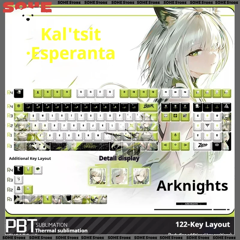 Arknights Kal'tsitEsperanta Game Keycap Animation anime Mechanical Keyboard Accessories PBT Hot Sublimation Customized Keycap