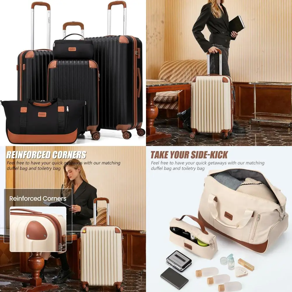 

5-piece wheeled suitcase set with abs hard shell, tsa lock, and spinner wheels for durable travel luggage