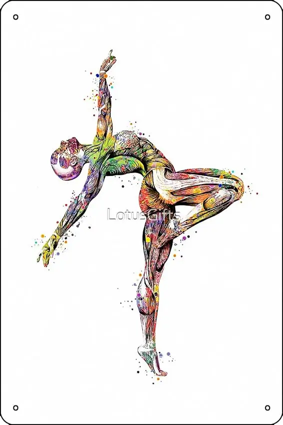 Gymnast Muscle Anatomy Watercolor Art Print Metal Tin Sign 12 X 8 Inch Funny Man Cave Home Office Bar Decor