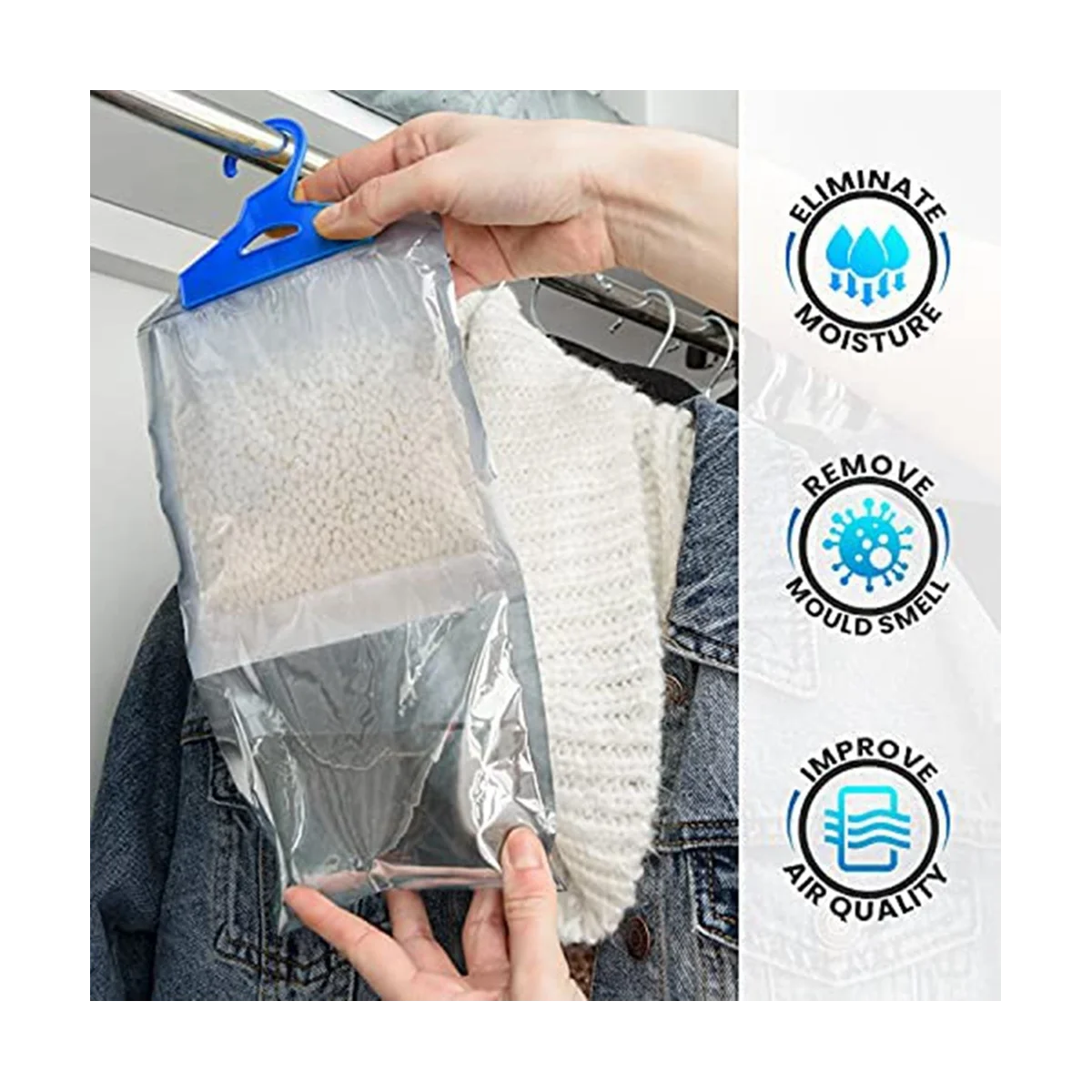 Assorbitore di umidità per guardaroba Confezione da 20 deumidificatori sospesi contro l'umidità anti-muffa