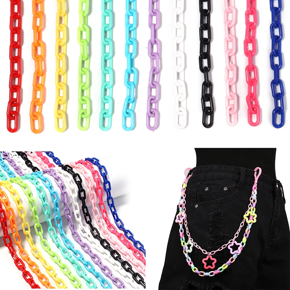 10pcs 0.5m Colorful Acrylic Link Chain Closed Soldered Cable Chain For Necklace Bracelet Bag Strap Jewelry Making Accessories