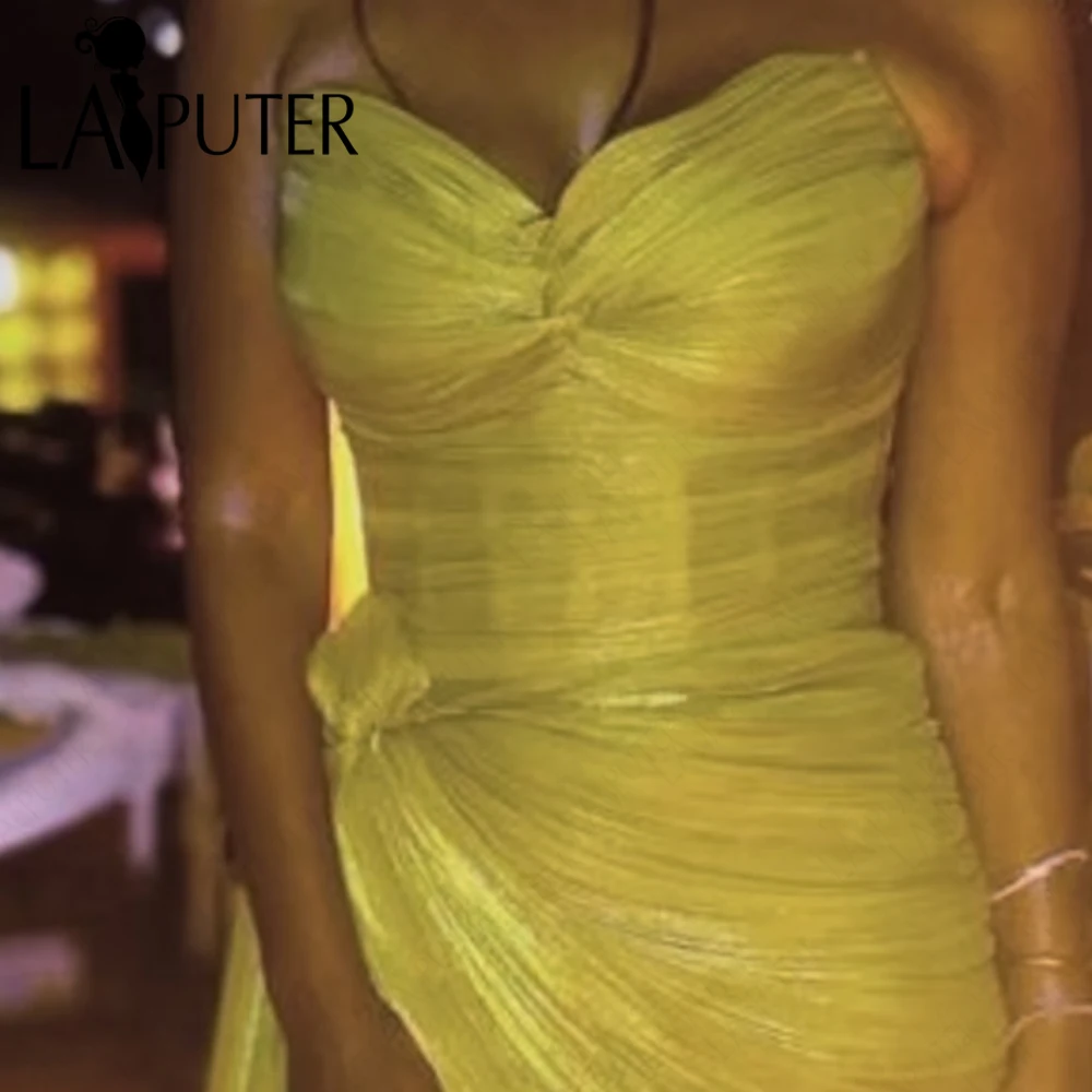 Feenhafte olivgrüne Abendkleider, gerüscht, langes fließendes Abendkleid, Falten vorne, geteilt, für Damen, formelles Kleid, Laiputer, heißer Verkauf 2025,