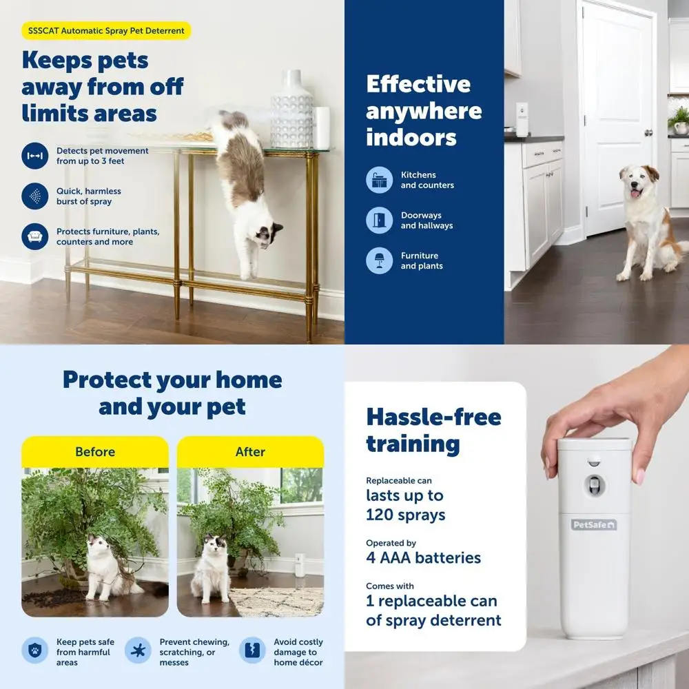 

Спрей-корректор для животных с датчиком движения - без запаха, не оставляет пятен, универсальное применение