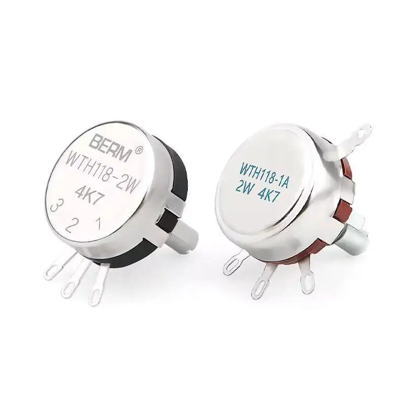 

Однооборотный потенциометр из углеродной пленки WTH118, регулируемый резистор с скользящей ручкой, 2 Вт, 1 К/2,2 К/4,7 К/10 К/470 К