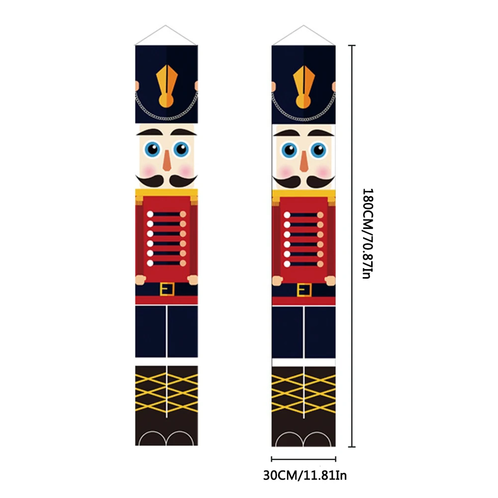 

A Pair of Halloween Nutcracker Soldier Printed Waterproof Door Curtains Includes Wooden Stick Hanging Curtains