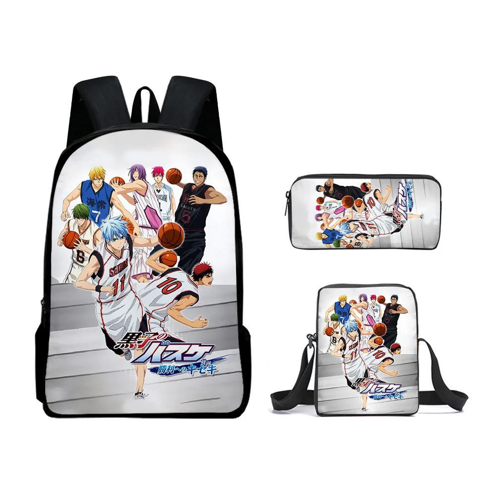 Klassische Neuheit Kurokos 3D-Druck 3 teile/satz Schüler Schult aschen Laptop Daypack Rucksack geneigte Umhängetasche Feder mäppchen