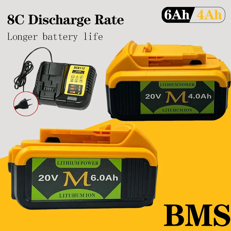 

18V DCB203 Li-ion Battery 18Volt 20V 6.0Ah for Dewalt Max Tools DCB185 DCB203 DCB206 DCB181 DCB184 Series Replacement Batteries