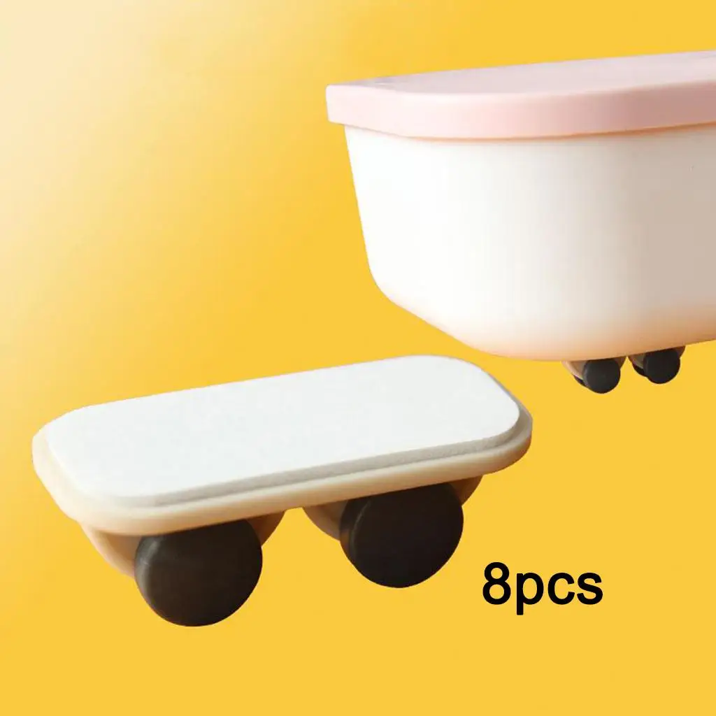 Plastic Adhesive Castor Roller Wheels for Storage Box Trash Can Tissue Box Small Cabinet Drawer Replacement Caster Wheels Smooth