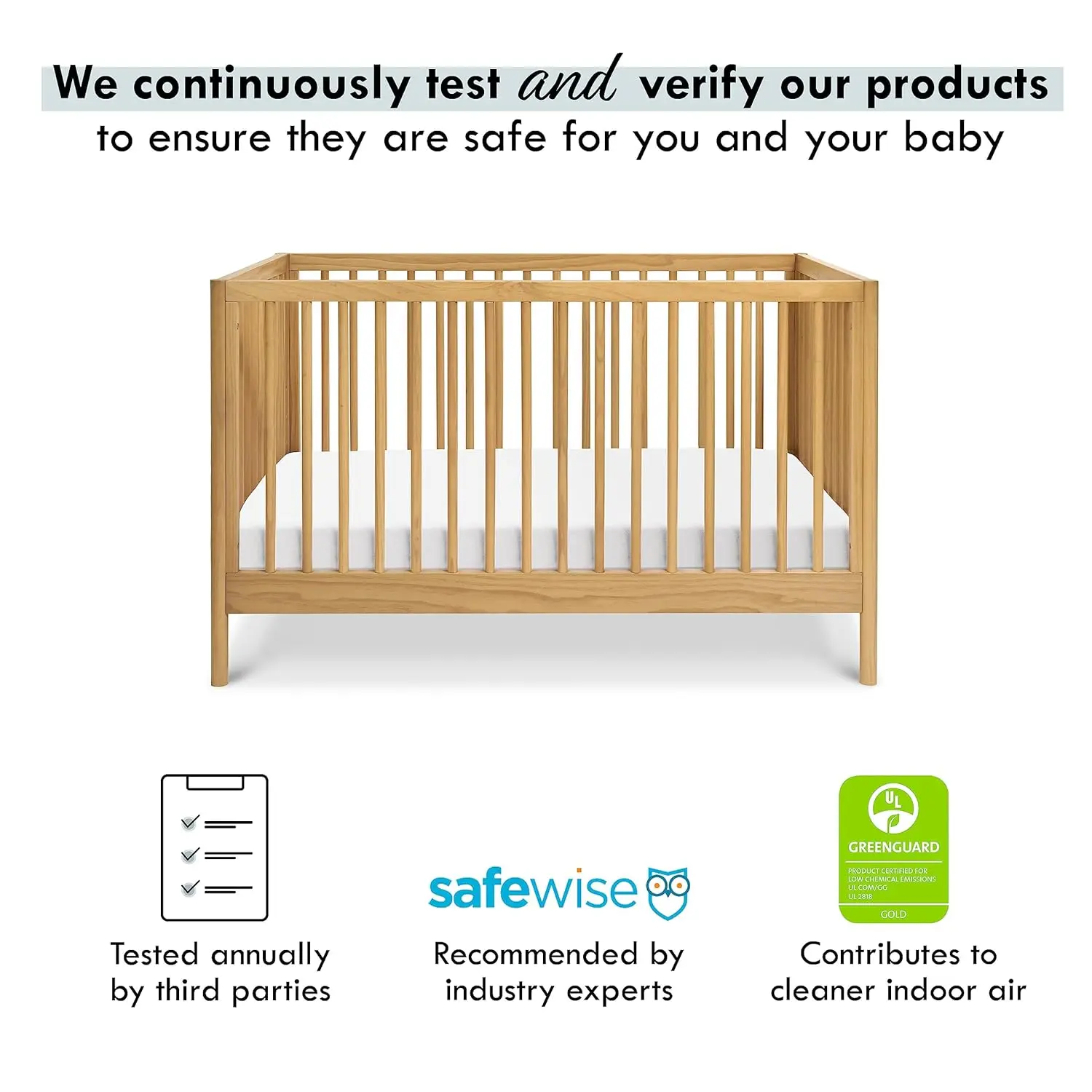 DaVinci Birdie 3-in-1 Convertible Crib, Honey, Easy Assemble, Greenguard Gold Certified