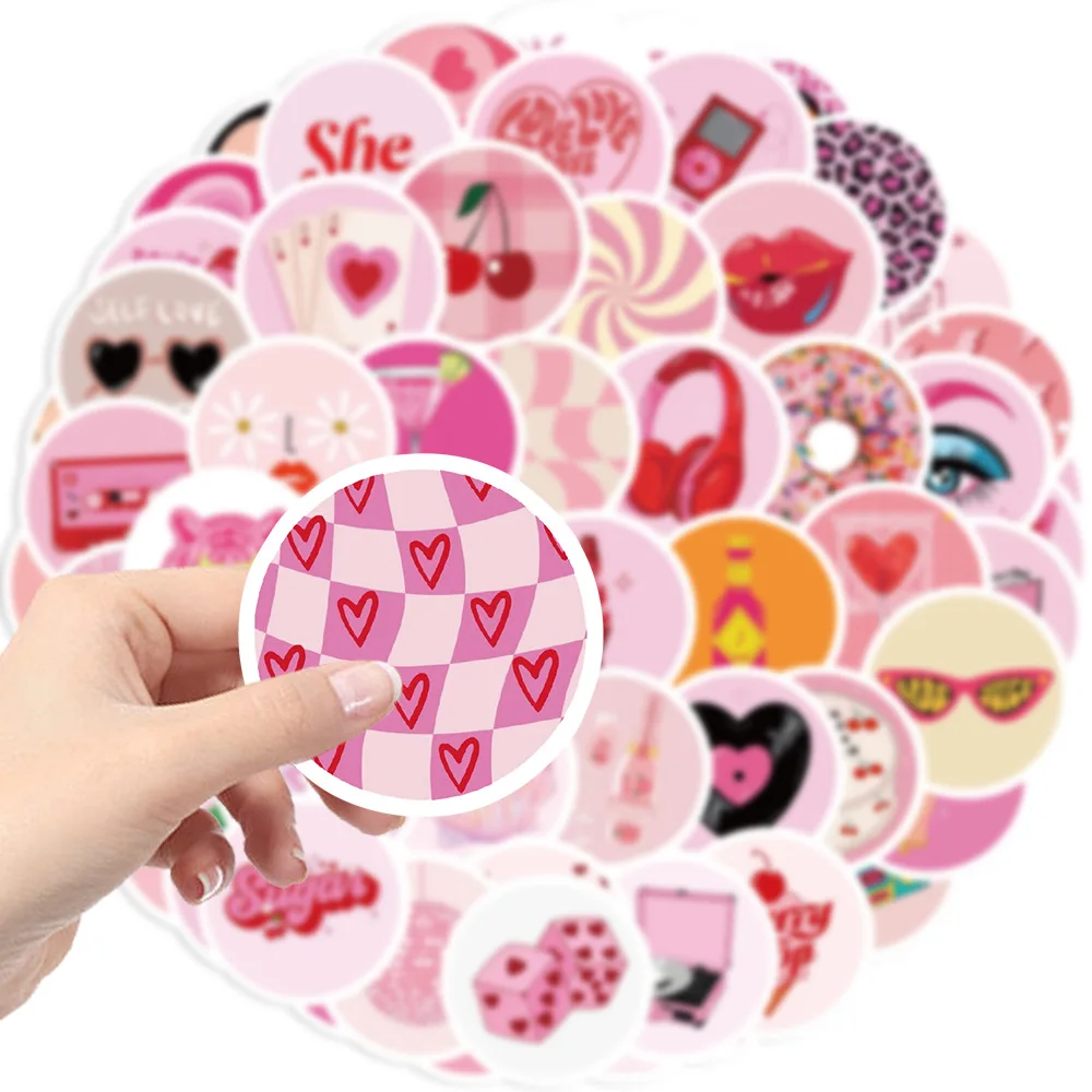 60pcs Pink Groovy Cartoon Graffiti Stickers DIY Phone Guitar Laptop Notebook Suitcase Waterproof Sticker Kids Toy Gifts