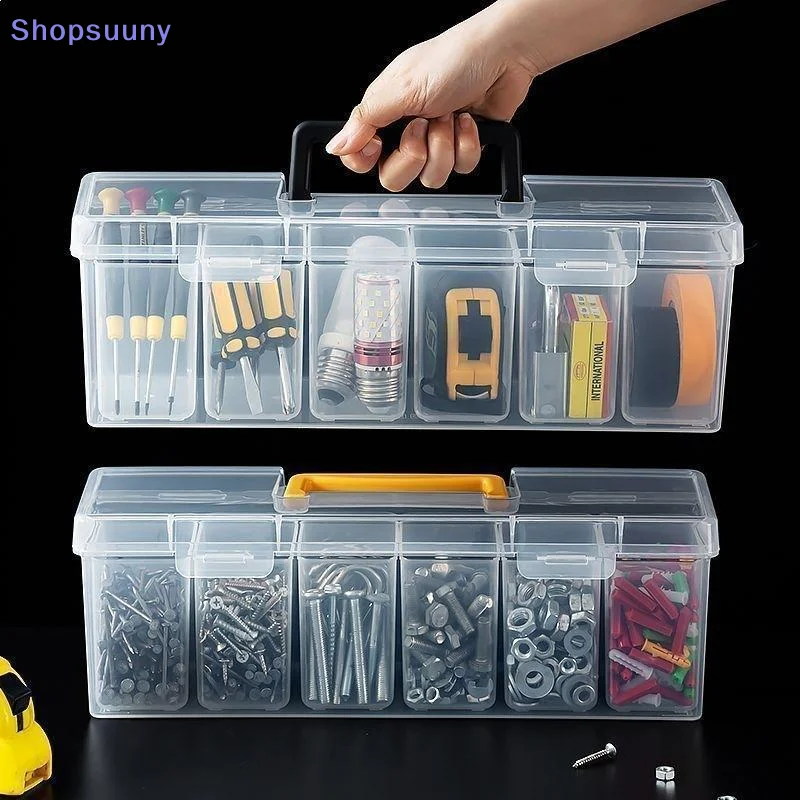 [SU]Multi-Compartment Tool Storage Box Transparent Hardware Tool Organizer Screw Sorting Box Household Screw Wrenc