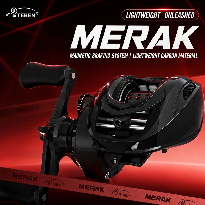 TEBEN Merak Baitcasting Reel Ultra Light Carbon Smrs Suspension Magnetic Brake Anti Backlash Lure Fishing Reel Versatile Black