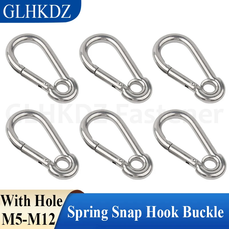 

316 Stainless Steel Spring Snap Hook Heavy Duty Safety Hook Mountaineering Buckle Carabiner Clip Quick Link Lock Ring Hook